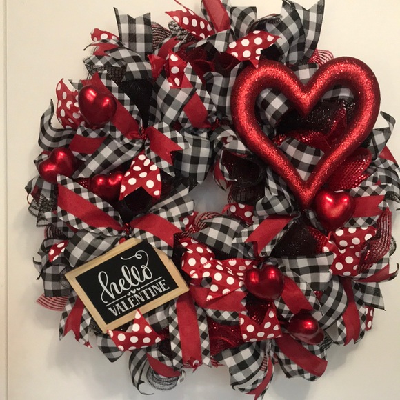 Handmade by Barbara Other - SOLD 💖 (NEW) ❤️ “Hello Valentine” Red Farmhouse Wreath